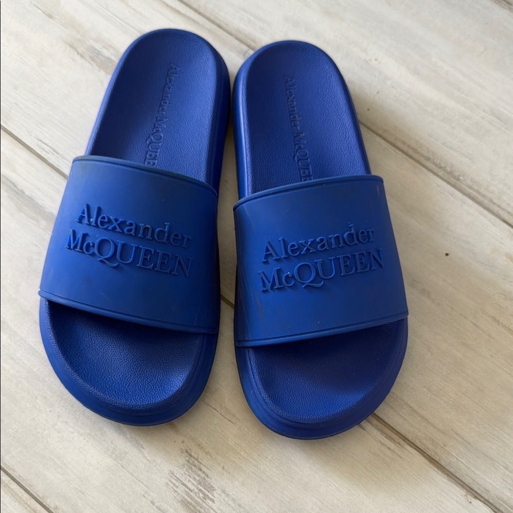 Alexander McQueen Royal Blue Slide Sandals